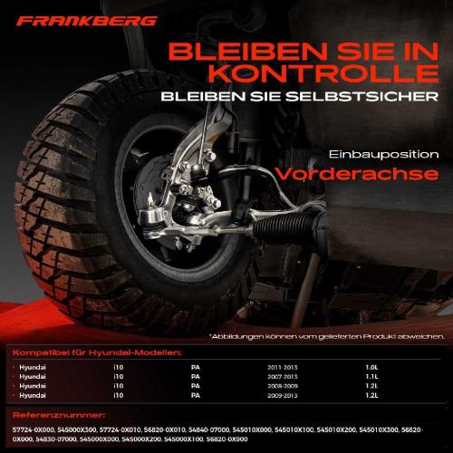 Frankberg 1x Querlenker Satz Vorderachse für Hyundai i10 PA 1.0L 1.1L 1.2L 2007-2013 Bild Frankberg 1x Querlenker Satz Vorderachse für Hyundai i10 PA 1.0L 1.1L 1.2L 2007-2013