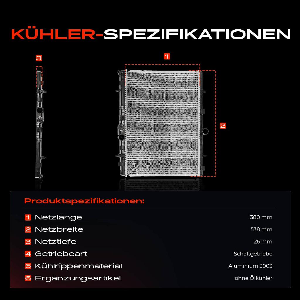 1x Kühler Wasserkühler Motorkühler für Citroën C3 C4 DS3 Opel Peugeot 207 208 2008