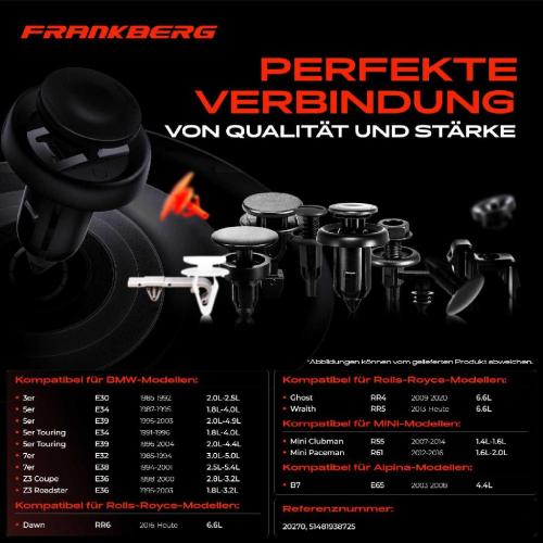 Frankberg 10x Befestigungsclips Motorhaube Kofferraum für BMW E30 E34 E39 E32 E38 E65 E66 E67 E36 Bild Frankberg 10x Befestigungsclips Motorhaube Kofferraum für BMW E30 E34 E39 E32 E38 E65 E66 E67 E36