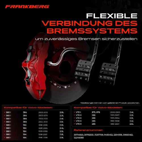 Frankberg 1x Bremsschlauch Bremsschl uche Hinterachse Links oder Rechts f r Volvo S60 I S80 I V70 I II XC70 Cross Country Bild Frankberg 1x Bremsschlauch Bremsschl uche Hinterachse Links oder Rechts f r Volvo S60 I S80 I V70 I II XC70 Cross Country