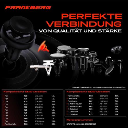 Frankberg 10x Befestigungsclips Radhausschale für BMW 3er 1er 2 Active Tourer Cabriolet Bild Frankberg 10x Befestigungsclips Radhausschale für BMW 3er 1er 2 Active Tourer Cabriolet