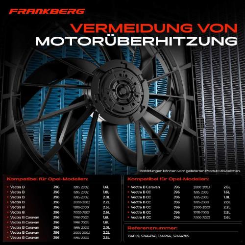 Frankberg 1x Motorkühller Einfachlüfter mit Kühlerlüfterrahmen Opel Vectra B 31_ 38_ J96 Bild Frankberg 1x Motorkühller Einfachlüfter mit Kühlerlüfterrahmen Opel Vectra B 31_ 38_ J96