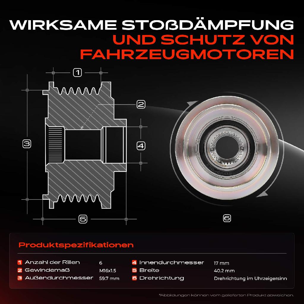 1x Generatorfreilauf Lichtmaschine für Opel Astra J GTC P10 1.7L 2009-2015