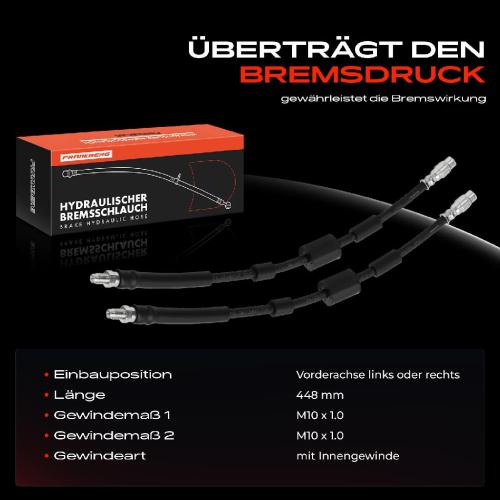 Frankberg 2x Bremsschlauch Bremsschläuche Vorderachse Links oder Rechts für Citroën C4 Picasso I Berlingo Peugeot Partner Bild Frankberg 2x Bremsschlauch Bremsschläuche Vorderachse Links oder Rechts für Citroën C4 Picasso I Berlingo Peugeot Partner