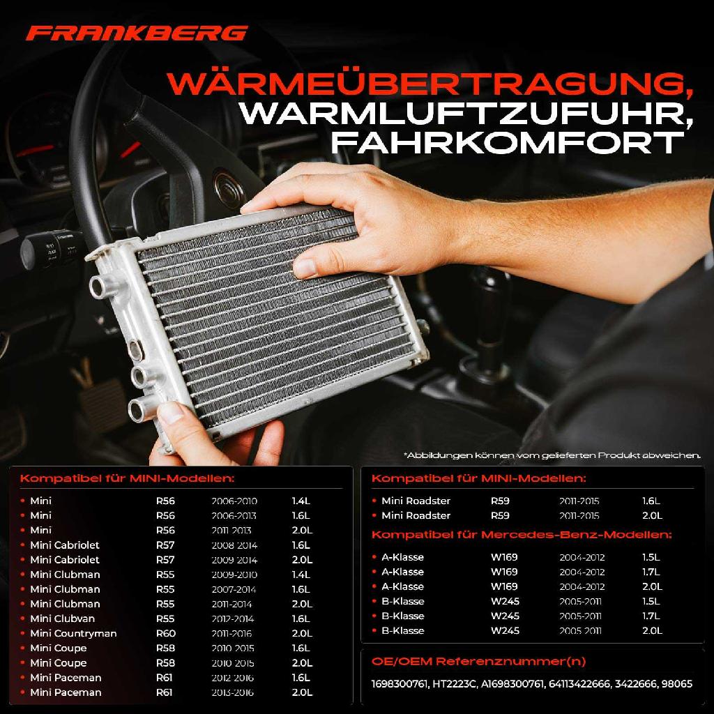 1x Wärmetauscher Innenraumheizung für Mercedes-Benz W169 W245 MINI Mini R50 R56 R61