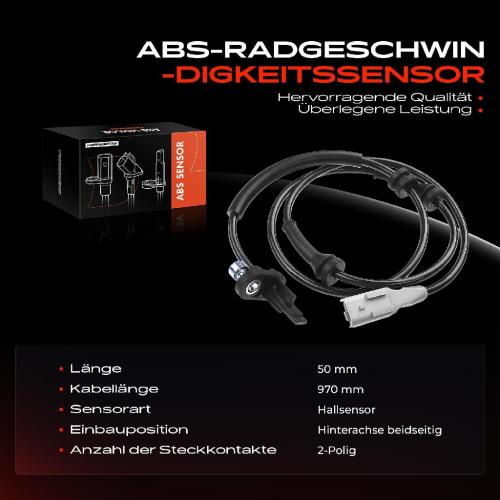 1x ABS Sensor Hinterachse beidseitig für Citroën Berlingo Multispace C4 Grand Picasso I MPV Peugeot 3008 5008 Bild 1x ABS Sensor Hinterachse beidseitig für Citroën Berlingo Multispace C4 Grand Picasso I MPV Peugeot 3008 5008