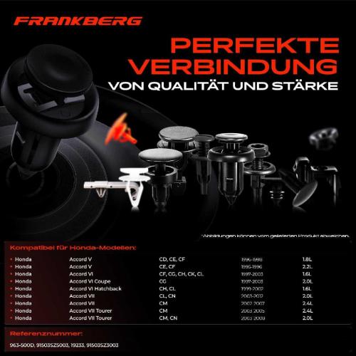 Frankberg 10x Befestigungsclips Stoßstange für Honda Accord VI Coupe CF CG CH CK CL Bild Frankberg 10x Befestigungsclips Stoßstange für Honda Accord VI Coupe CF CG CH CK CL