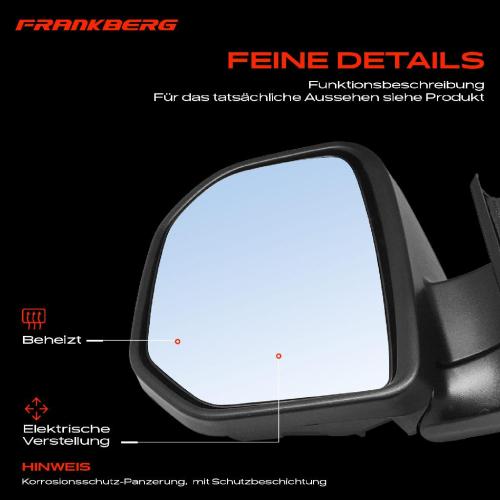 Frankberg 1x Außenspiegel Links für Citroën Berlingo Kasten/MPV Multispace Peugeot Partner Tepee Bild Frankberg 1x Außenspiegel Links für Citroën Berlingo Kasten/MPV Multispace Peugeot Partner Tepee