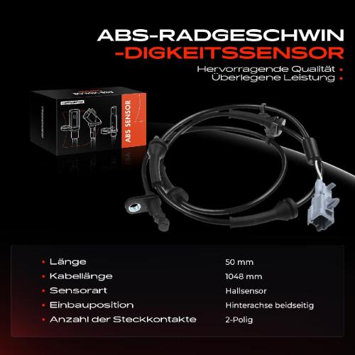 1x ABS Sensor Hinterachse beidseitig für Nissan Qashqai I J10 JJ10E NJ10 2.0L 2007-2010 Bild 1x ABS Sensor Hinterachse beidseitig für Nissan Qashqai I J10 JJ10E NJ10 2.0L 2007-2010