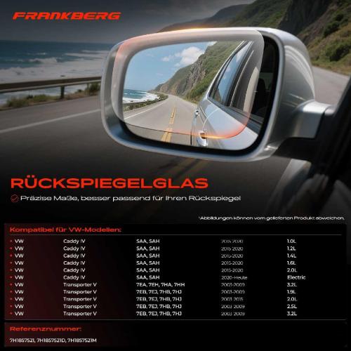 1x Spiegelglas Außenspiegel links für VW Transporter T5 7E 7H Caddy Multivan Bild 1x Spiegelglas Außenspiegel links für VW Transporter T5 7E 7H Caddy Multivan