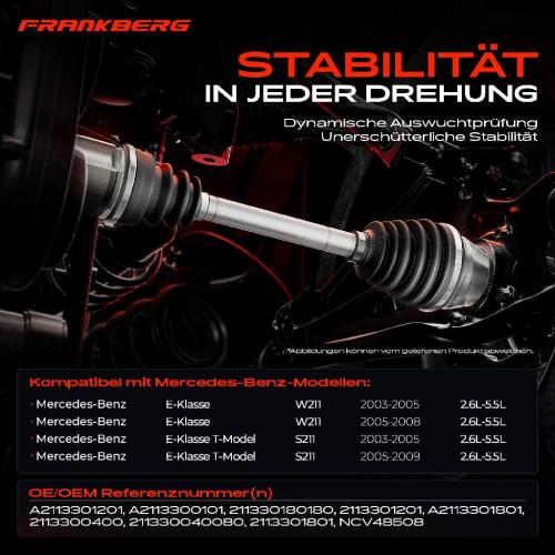 1x Antriebswelle Vorderachse Rechts für Mercedes-Benz E-Klasse T-Model W211 S211 2.6L-5.5L 2003-2009 Bild 1x Antriebswelle Vorderachse Rechts für Mercedes-Benz E-Klasse T-Model W211 S211 2.6L-5.5L 2003-2009