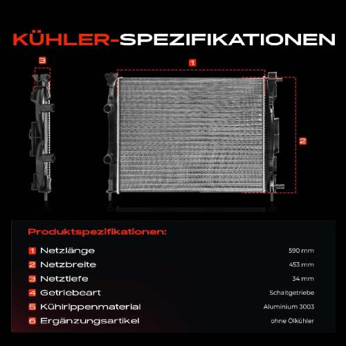 Frankberg 1x Kühler Wasserkühler Motorkühler für Renault Megane II Scénic II Bild Frankberg 1x Kühler Wasserkühler Motorkühler für Renault Megane II Scénic II