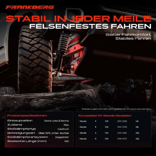 2x Stoßdämpfer Vorderachse für Mazda 5 CW 1.6L 1.8L 2.0L Bj ab 2010 Bild 2x Stoßdämpfer Vorderachse für Mazda 5 CW 1.6L 1.8L 2.0L Bj ab 2010