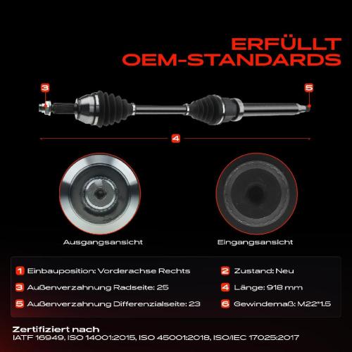 1x Antriebswelle Vorderachse Rechts für Ford Fiesta JD Fusion B-Max Mazda 2 Bild 1x Antriebswelle Vorderachse Rechts für Ford Fiesta JD Fusion B-Max Mazda 2