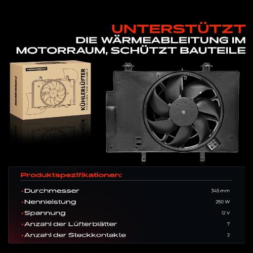Frankberg 1x Motorkühller Einfachlüfter mit Kühlerlüfterrahmen Ford B-Max Fiesta 6 Ecosport 1.0L Bild Frankberg 1x Motorkühller Einfachlüfter mit Kühlerlüfterrahmen Ford B-Max Fiesta 6 Ecosport 1.0L