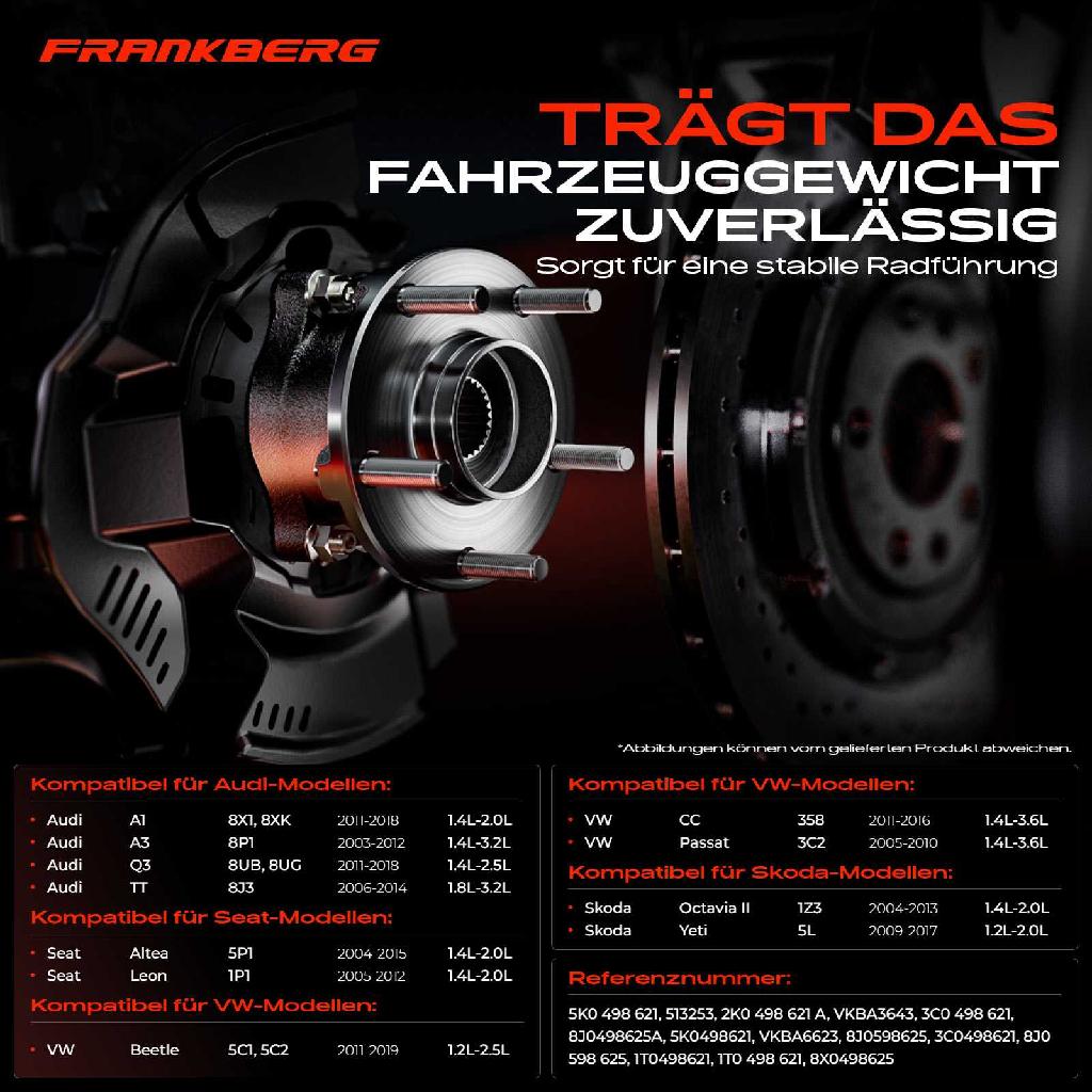 1x Radnabe Radlagersatz Vorderachse beidseitig für VW Golf Plus V Variant Passat Scirocco Sharan Tiguan Touran