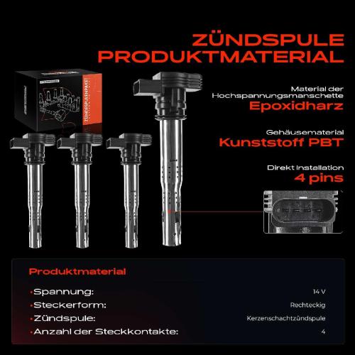 4x Zündmodul Zündspule für VW Golf Plus V Variant VI Jetta IV Polo Passat Alltrack CC Sharan Tiguan Touran Bild 4x Zündmodul Zündspule für VW Golf Plus V Variant VI Jetta IV Polo Passat Alltrack CC Sharan Tiguan Touran
