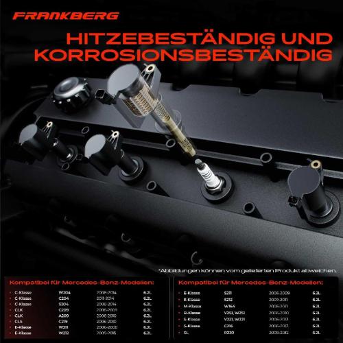 Frankberg 8x Zündspule Zündkerze für Mercedes-Benz W204 C204 S204 C209 A209 C219 W211 W212 S211 S212 Bild Frankberg 8x Zündspule Zündkerze für Mercedes-Benz W204 C204 S204 C209 A209 C219 W211 W212 S211 S212