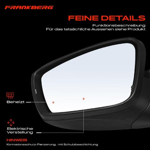 Frankberg 1x Außenspiegel Links für Seat Toledo IV Skoda Rapid Spaceback KG3 NH3 NK3 NK6 NH1 Bild Frankberg 1x Außenspiegel Links für Seat Toledo IV Skoda Rapid Spaceback KG3 NH3 NK3 NK6 NH1
