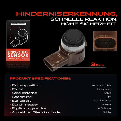 Frankberg 1x Parksensor PDC Sensor Vorne und Hinten für Audi A3 A4 A5 A6 Q2 Q5 TT BMW 2 X3 Bild Frankberg 1x Parksensor PDC Sensor Vorne und Hinten für Audi A3 A4 A5 A6 Q2 Q5 TT BMW 2 X3