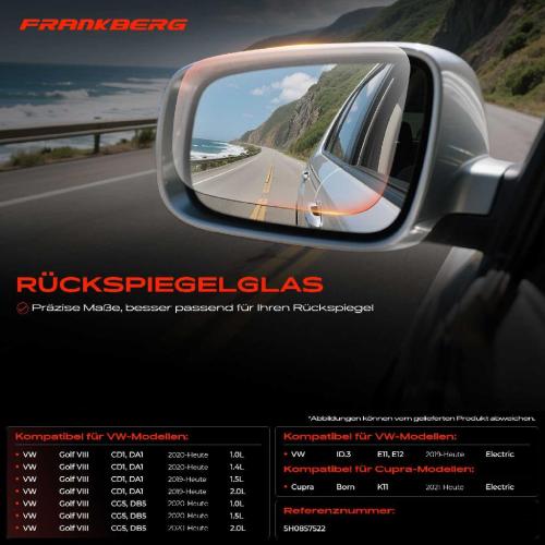 1x Spiegelglas Außenspiegel rechts für VW Golf VIII Variant CG5 DB5 ID.3 E11 E12 Bild 1x Spiegelglas Außenspiegel rechts für VW Golf VIII Variant CG5 DB5 ID.3 E11 E12
