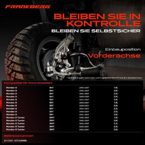 Frankberg 2x Spurstange Vorderachse für Ford Mondeo III Stufenheck Turnier 1.8L 2.0L 2.2L 2.5L 3.0L 2000-2007 Bild Frankberg 2x Spurstange Vorderachse für Ford Mondeo III Stufenheck Turnier 1.8L 2.0L 2.2L 2.5L 3.0L 2000-2007