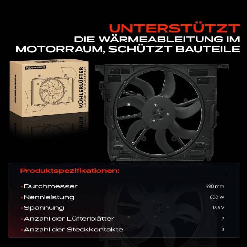 Frankberg 1x Motorkühller Einfachlüfter mit Kühlerlüfterrahmen F10 520d F11 F12 F13 DA DS FFS 2004-2017 Bild Frankberg 1x Motorkühller Einfachlüfter mit Kühlerlüfterrahmen F10 520d F11 F12 F13 DA DS FFS 2004-2017