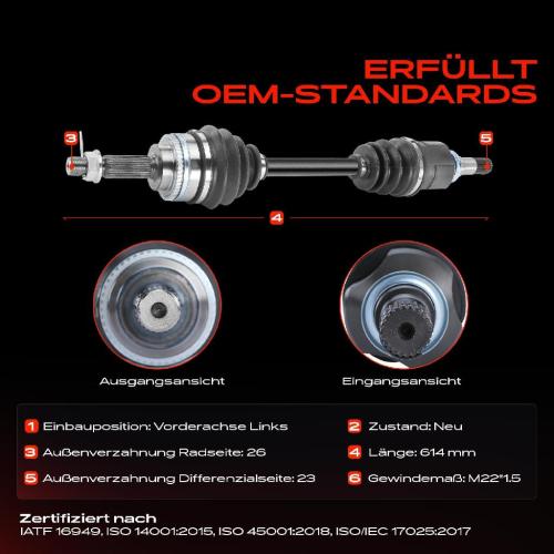 1x Antriebswelle Vorderachse Links für Toyota Avensis T22 1997-1998 1.6L 1.8L Bild 1x Antriebswelle Vorderachse Links für Toyota Avensis T22 1997-1998 1.6L 1.8L