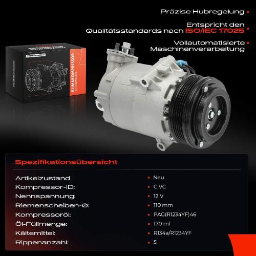 Frankberg 1x Klimakompressor für Opel Astra G T98 CC Agila Corsa B S93 Corsa C X01 Bild Frankberg 1x Klimakompressor für Opel Astra G T98 CC Agila Corsa B S93 Corsa C X01
