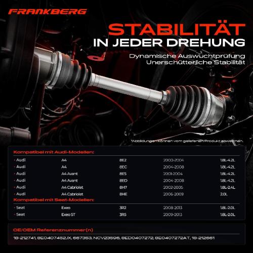 1x Antriebswelle Vorderachse Rechts für Audi A4 Avant 8E B6 B7 Seat Exeo 3R2 Bild 1x Antriebswelle Vorderachse Rechts für Audi A4 Avant 8E B6 B7 Seat Exeo 3R2