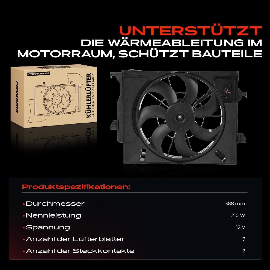 1x Motorkühller Einfachlüfter mit Kühlerlüfterrahmen Hyundai Accent IV RB KIA Rio III UB 1.4L 1.6L