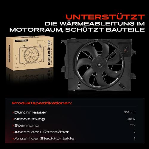 Frankberg 1x Motorkühller Einfachlüfter mit Kühlerlüfterrahmen Hyundai Accent IV RB KIA Rio III UB 1.4L 1.6L Bild Frankberg 1x Motorkühller Einfachlüfter mit Kühlerlüfterrahmen Hyundai Accent IV RB KIA Rio III UB 1.4L 1.6L