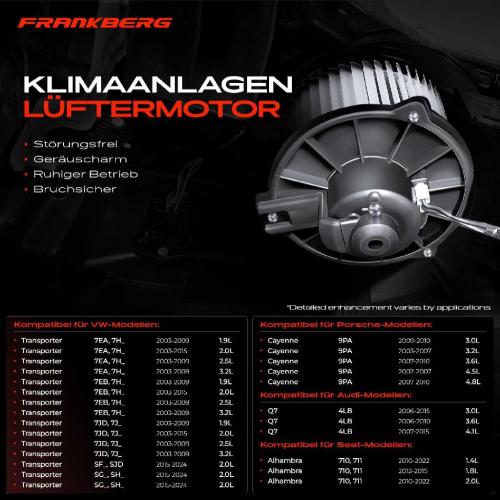Frankberg 1x Gebläsemotor Innenraumgebläse für VW Touareg Transporter Multivan Audi Q7 Porsche Cayenne Bild Frankberg 1x Gebläsemotor Innenraumgebläse für VW Touareg Transporter Multivan Audi Q7 Porsche Cayenne