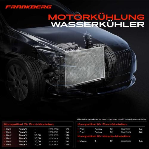 Frankberg 1x Kühler Wasserkühler Motorkühler für Ford Fiesta V Van JD JH Fusion JU Mazda 2 Bild Frankberg 1x Kühler Wasserkühler Motorkühler für Ford Fiesta V Van JD JH Fusion JU Mazda 2
