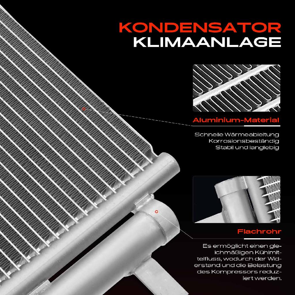 1x Kondensator Klimaanlage für Audi A4 8K B8 A5 8T3 8F7 8TA A6 A7 4G Q5 8RB 2007-2018