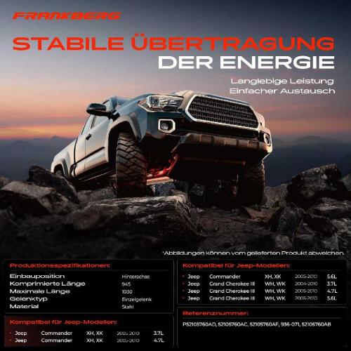 1x Kardanwelle Gelenkwelle Hinterachse für Jeep Commander Grand Cherokee III 3.7L 4.7L 5.6L 2004-2010 Bild 1x Kardanwelle Gelenkwelle Hinterachse für Jeep Commander Grand Cherokee III 3.7L 4.7L 5.6L 2004-2010