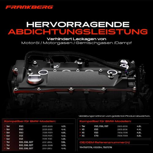 1x Ventildeckel Zylinderkopfhaube für BMW 5er E60 6er E63 7er E65 X5 E53 2003-2010 Bild 1x Ventildeckel Zylinderkopfhaube für BMW 5er E60 6er E63 7er E65 X5 E53 2003-2010