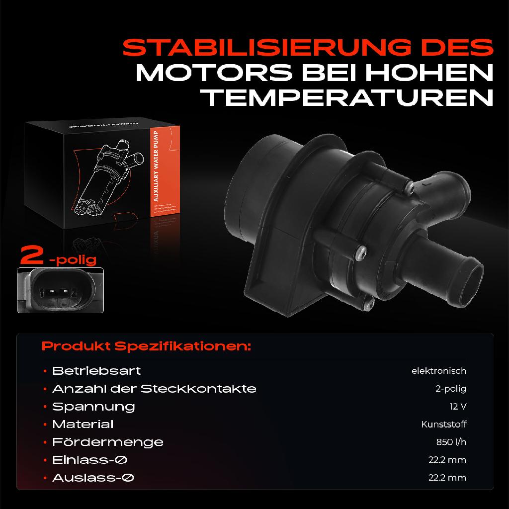 1x Zusatzwasserpumpe Standheizung für VW Golf 1K Passat Audi A3 8P TT 8J Seat Skoda