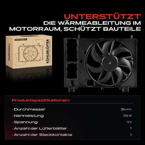1x Motorkühller Einfachlüfter mit Kühlerlüfterrahmen Citroën C5 RD RW Peugeot 407 6D 508 8D 8E Bild 1x Motorkühller Einfachlüfter mit Kühlerlüfterrahmen Citroën C5 RD RW Peugeot 407 6D 508 8D 8E