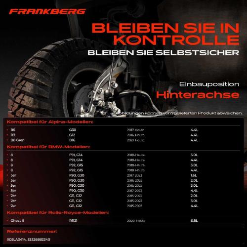 Frankberg 1x Querlenker Hinterachse für BMW F90 G30 G11 G12 G70 F91 G14 F92 G15 F93 G16 Rolls-Royce RR21 RR22 Bild Frankberg 1x Querlenker Hinterachse für BMW F90 G30 G11 G12 G70 F91 G14 F92 G15 F93 G16 Rolls-Royce RR21 RR22