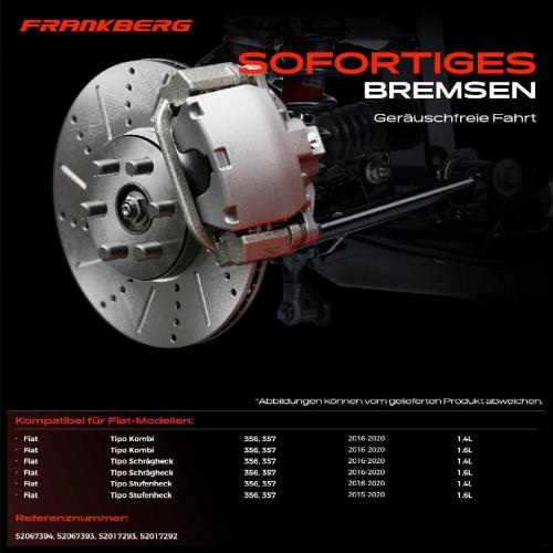 Frankberg 2x Bremsscheiben Vorderachse für Fiat Tipo Kombi Schrägheck Stufenheck 356 357 2015-2020 Bild Frankberg 2x Bremsscheiben Vorderachse für Fiat Tipo Kombi Schrägheck Stufenheck 356 357 2015-2020