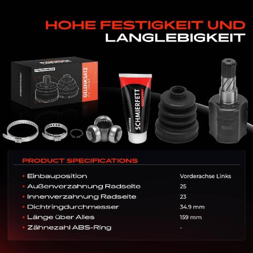 Frankberg 1x Antriebswelle Gelenksatz Vorderachse Links für Opel Adam M13 Corsa S07 X15 Fiat Fiorino 225 Bild Frankberg 1x Antriebswelle Gelenksatz Vorderachse Links für Opel Adam M13 Corsa S07 X15 Fiat Fiorino 225
