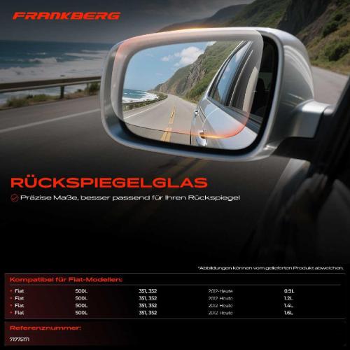 1x Spiegelglas Außenspiegel links für Fiat 500L 351 352 0.9L Bj ab 2012 Bild 1x Spiegelglas Außenspiegel links für Fiat 500L 351 352 0.9L Bj ab 2012