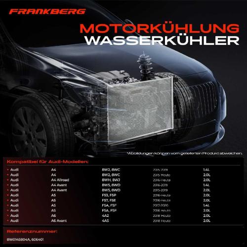 Frankberg 1x Kühler Wasserkühler Motorkühler für Audi A4 Allroad Avant Cabriolet A5 A6 Allroad 8WH Bild Frankberg 1x Kühler Wasserkühler Motorkühler für Audi A4 Allroad Avant Cabriolet A5 A6 Allroad 8WH