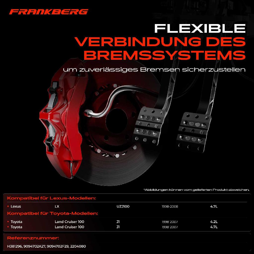 1x Bremsschlauch Bremsschläuche Vorderachse Links für Toyota Land Cruiser 100 J1 4.2L 4.7L