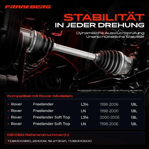 1x Antriebswelle Vorderachse für Land Rover Freelander Soft Top 1.8L Bild 1x Antriebswelle Vorderachse für Land Rover Freelander Soft Top 1.8L