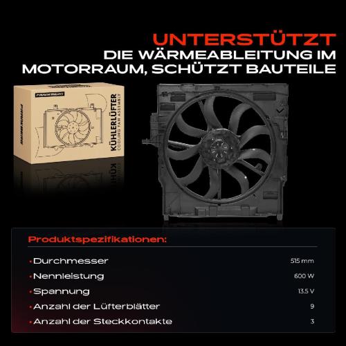 Frankberg 1x Motorkühller Einfachlüfter mit Kühlerlüfterrahmen BMW E70 3.0d 3.0sd xDrive30d E71 E72 2006-2014 Bild Frankberg 1x Motorkühller Einfachlüfter mit Kühlerlüfterrahmen BMW E70 3.0d 3.0sd xDrive30d E71 E72 2006-2014