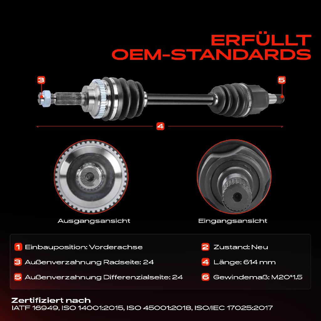 1x Antriebswelle Vorderachse für KIA Rio Schrägheck DC 1.3L 1.5L 2000-2005