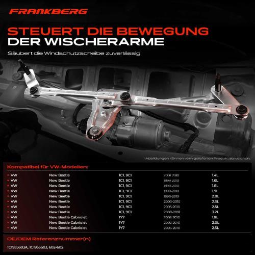 Frankberg 1x Wischergestänge Vorne für VW New Beetle 9C1 1C1 1Y7 1998-2010 Bild Frankberg 1x Wischergestänge Vorne für VW New Beetle 9C1 1C1 1Y7 1998-2010