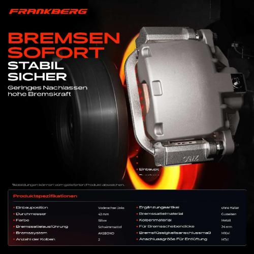 1x Bremssattel Vorderachse Links für Citroën C-Crosser Enterprise Mitsubishi Galant V Bild 1x Bremssattel Vorderachse Links für Citroën C-Crosser Enterprise Mitsubishi Galant V